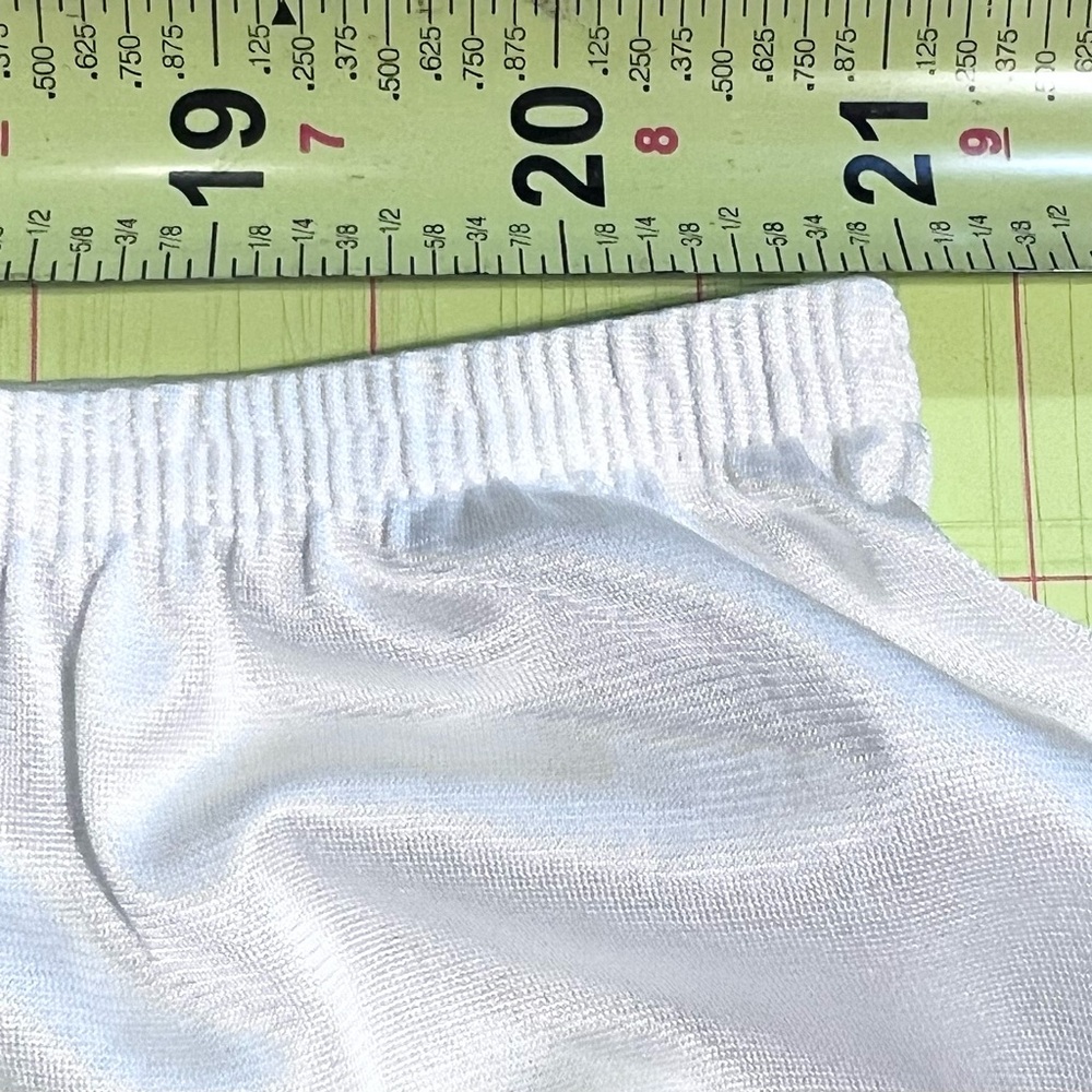 VINTAGE Vassarette white silky half dress slip elastic waist lace trim side slit - Picture 12 of 14